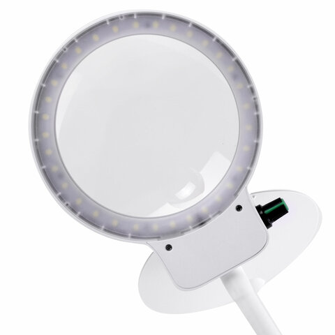 Лупа настольная с LED ПОДСВЕТКОЙ, диаметр 110 мм, увеличение 3, корпус белый, Лупа настольная с LED ПОДСВЕТКОЙ, диаметр 110 мм, увеличение 3, корпус белый,