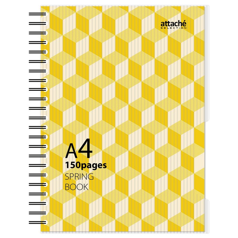 Бизнес-тетрадь А4,150л,кл,плас.спир.Attache Selection SPRING BOOK жел 84232 Бизнес-тетрадь А4,150л,кл,плас.спир.Attache Selection SPRING BOOK жел 84232