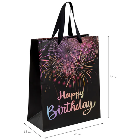 Пакет подарочный (1 штука) 26x13x32 см (L), "LED Bag", черный, ЗОЛОТАЯ Пакет подарочный (1 штука) 26x13x32 см (L), "LED Bag", черный, ЗОЛОТАЯ