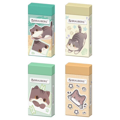 Ластик кросс-серия МИЛЫЕ КОТЫ, 50х24х10 мм, прямоугольный, картонный держатель, Ластик кросс-серия МИЛЫЕ КОТЫ, 50х24х10 мм, прямоугольный, картонный держатель,
