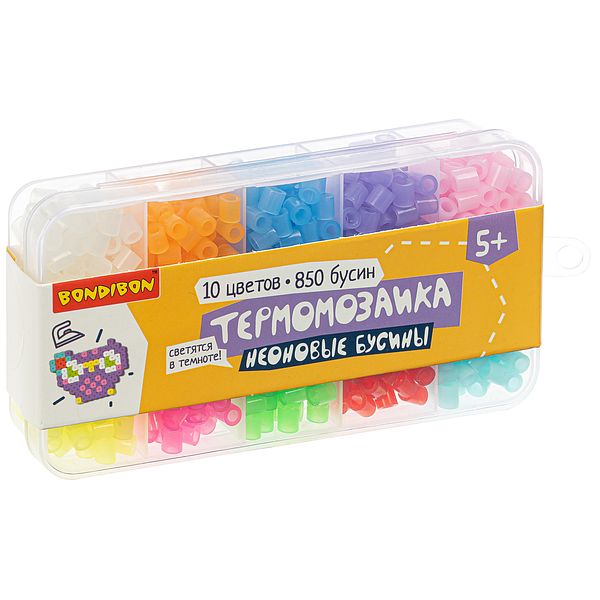Набор для творчества BONDIBON. Термомозаика бусины. НЕОН (10 цветов, 850 бусин) Набор для творчества BONDIBON. Термомозаика бусины. НЕОН (10 цветов, 850 бусин)