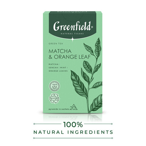 Чай GREENFIELD Natural Tisane "Matcha & Orange Leaf" зеленый, 20 Чай GREENFIELD Natural Tisane "Matcha & Orange Leaf" зеленый, 20