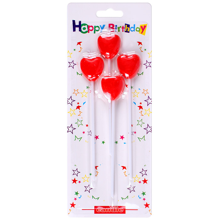 Свечи "Сердечки" 4шт. в наборе Свечи "Сердечки" 4шт. в наборе