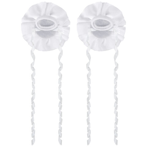 Банты для волос НАБОР 2 шт., 10 см на резинке, белый, АССОРТИ, MONTE VITA (МОНТЕ