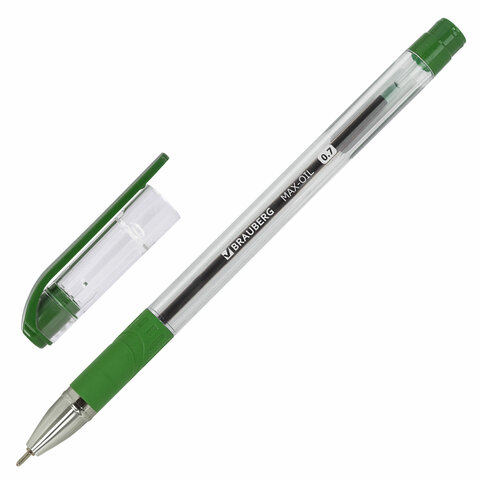 Ручка шариковая масляная с грипом BRAUBERG "Max-Oil", ЗЕЛЕНАЯ, Ручка шариковая масляная с грипом BRAUBERG "Max-Oil", ЗЕЛЕНАЯ,