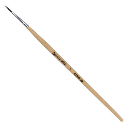 Кисть BRAUBERG, беличья, круглая, № 1, 200178 Кисть BRAUBERG, беличья, круглая, № 1, 200178