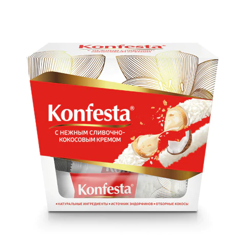 Конфеты KONFESTA со сливочно-кокосовым кремом, вафельные, 150 г Конфеты KONFESTA со сливочно-кокосовым кремом, вафельные, 150 г