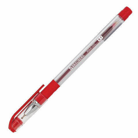 Ручка шариковая масляная с грипом BRAUBERG "Max-Oil", КРАСНАЯ, Ручка шариковая масляная с грипом BRAUBERG "Max-Oil", КРАСНАЯ,