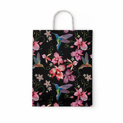 Крафт-пакет бумажный "Колибри" 22х12х25 см, с кручеными ручками, Крафт-пакет бумажный "Колибри" 22х12х25 см, с кручеными ручками,