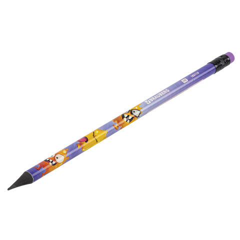 Карандаш чернографитный с принтом кросс-серия МОНСТРИКИ, 1 шт., HB, ластик,
