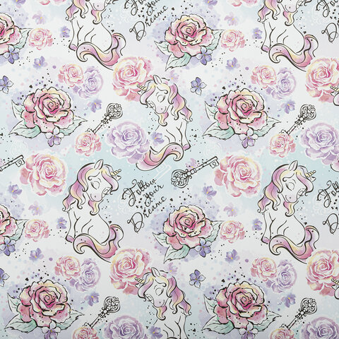 Бумага упаковочная "For Kids", 70x100 см, 10 дизайнов ассорти, ЗОЛОТАЯ