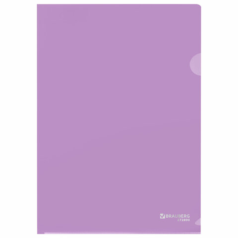 Папка-уголок жесткая, непрозрачная, А4, цвет лиловый, 0,15 мм, BRAUBERG PASTEL,