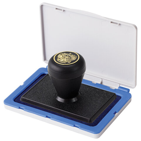 Штемпельная подушка BRAUBERG, 120х90 мм (рабочая поверхность 110х70 мм), синяя