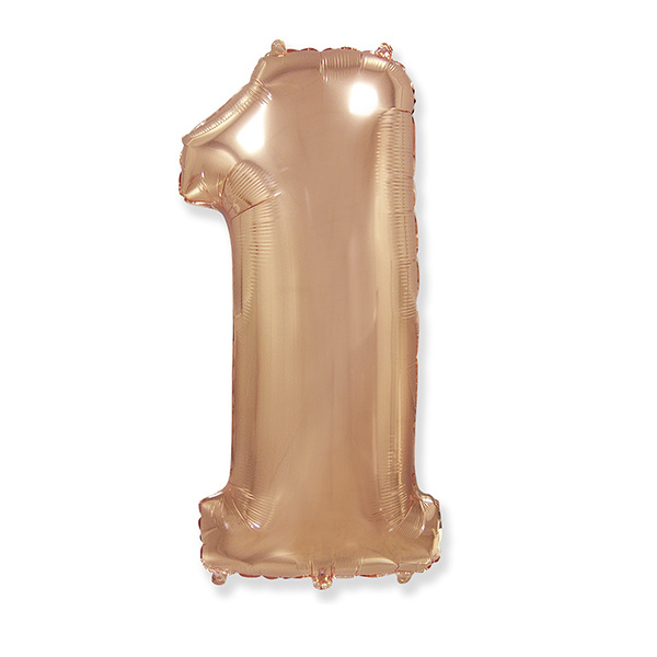 Цифра 1 Gold Rose 40"/102 см фольгированный шар Цифра 1 Gold Rose 40"/102 см фольгированный шар
