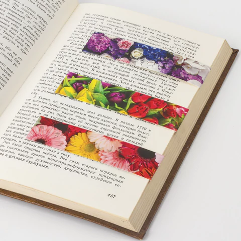 Закладки для книг с магнитом ЦВЕТЫ, набор 6 шт., блестки, 25x196 мм, ЮНЛАНДИЯ, Закладки для книг с магнитом ЦВЕТЫ, набор 6 шт., блестки, 25x196 мм, ЮНЛАНДИЯ,