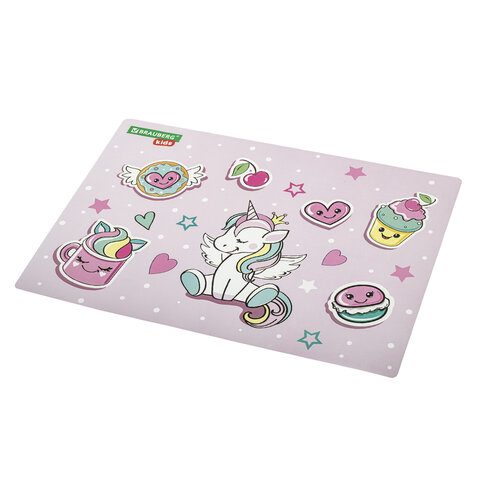 Настольное покрытие BRAUBERG KIDS, А3+, пластик, 46x33 см, "Unicorn
