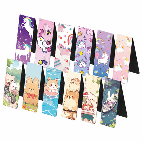 Закладки для книг МАГНИТНЫЕ, "GIRLS", комплект 12 штук, 60x20 мм, Закладки для книг МАГНИТНЫЕ, "GIRLS", комплект 12 штук, 60x20 мм,