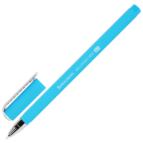 Ручка шариковая BRAUBERG SOFT TOUCH STICK "NEON", СИНЯЯ, мягкое