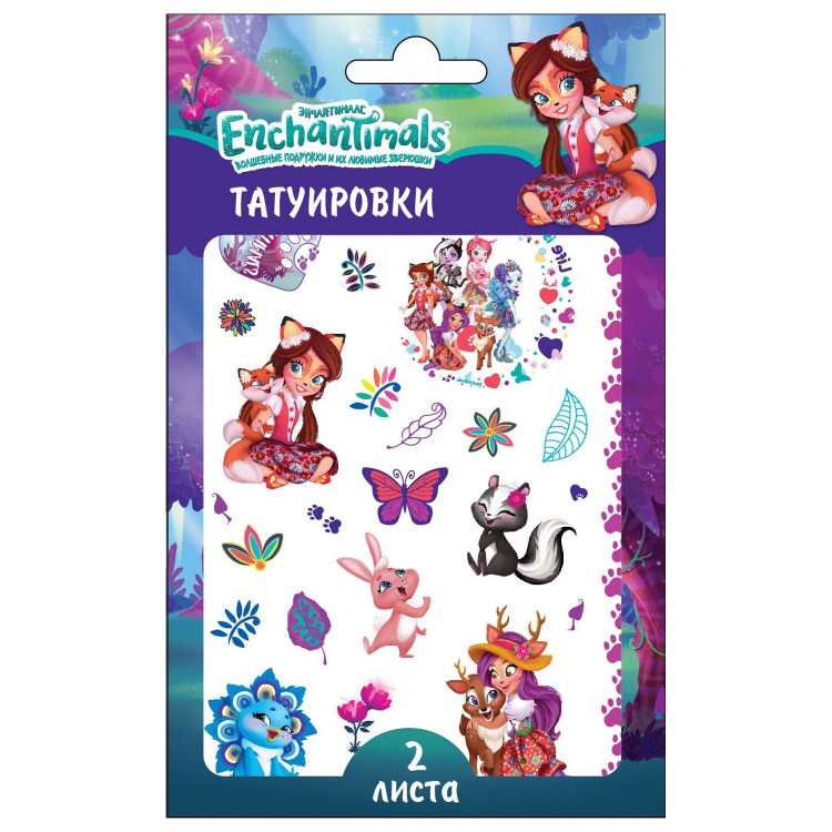 Наклейки - татуировки «Энчантималс», 2 листа, дизайн 1 Наклейки - татуировки «Энчантималс», 2 листа, дизайн 1