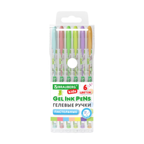 Ручки гелевые ПАСТЕЛЬНЫЕ BRAUBERG KIDS "CUTE ANIMALS", НАБОР 6 ЦВЕТОВ, Ручки гелевые ПАСТЕЛЬНЫЕ BRAUBERG KIDS "CUTE ANIMALS", НАБОР 6 ЦВЕТОВ,