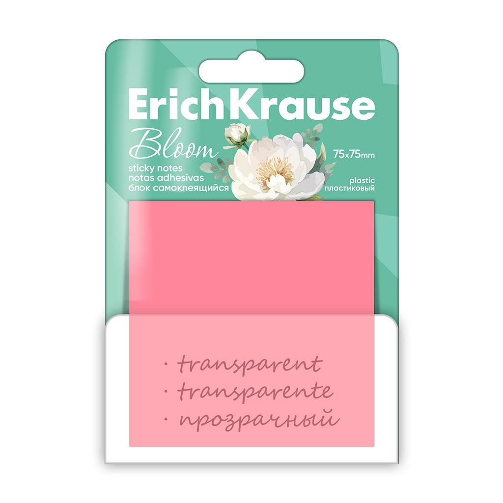Блок самоклеящийся пластиковый Erich Krause Pastel Bloom, 75X75 мм, 50 листов, Блок самоклеящийся пластиковый Erich Krause Pastel Bloom, 75X75 мм, 50 листов,