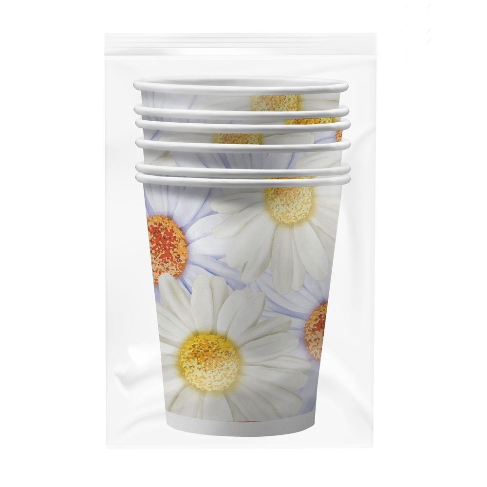 Набор бумажных стаканов Ромашка, в т/у пленке, 6 штук*250 мл. Набор бумажных стаканов Ромашка, в т/у пленке, 6 штук*250 мл.