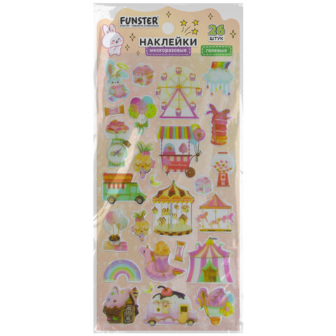 Наклейки гелевые "Акварельные мечты", 17,5х9 см, ассорти 6 видов,