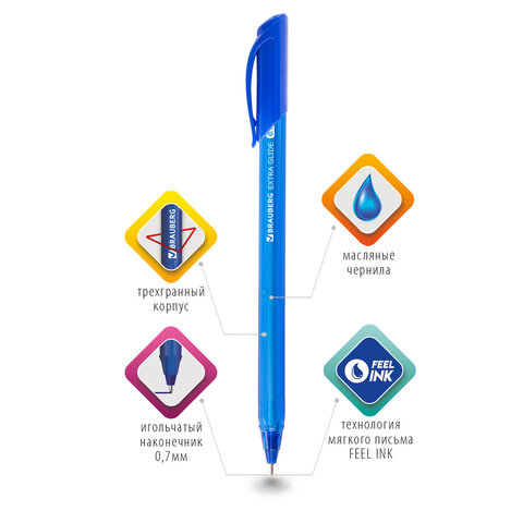 Ручка шариковая масляная BRAUBERG "Extra Glide Tone", СИНЯЯ, Ручка шариковая масляная BRAUBERG "Extra Glide Tone", СИНЯЯ,