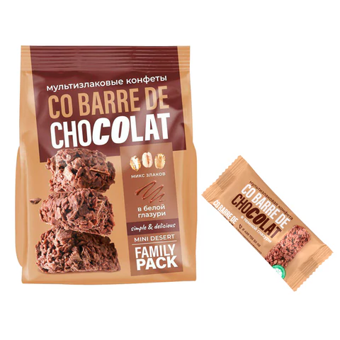 Конфеты мультизлаковые CO BARRE DE CHOCOLAT с темной глазурью, 135 г, Конфеты мультизлаковые CO BARRE DE CHOCOLAT с темной глазурью, 135 г,