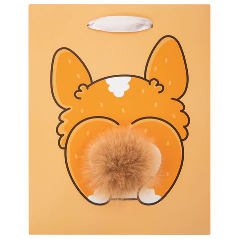 Пакет подарочный (1 штука) 18х10х23 см (M), "Corgi's Tail", пушистый Пакет подарочный (1 штука) 18х10х23 см (M), "Corgi's Tail", пушистый
