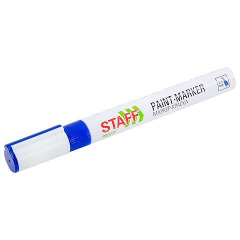 Маркер-краска лаковый (paint marker) 2-4 мм, СИНИЙ, НИТРО-ОСНОВА, STAFF PROFIT,