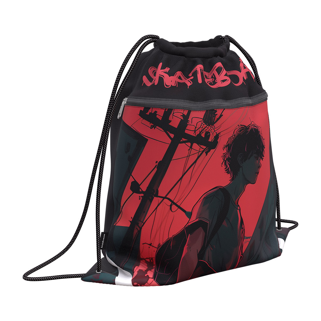 Мешок для обуви ErichKrause с карманом на молнии 500x410мм Mystery Guy Мешок для обуви ErichKrause с карманом на молнии 500x410мм Mystery Guy