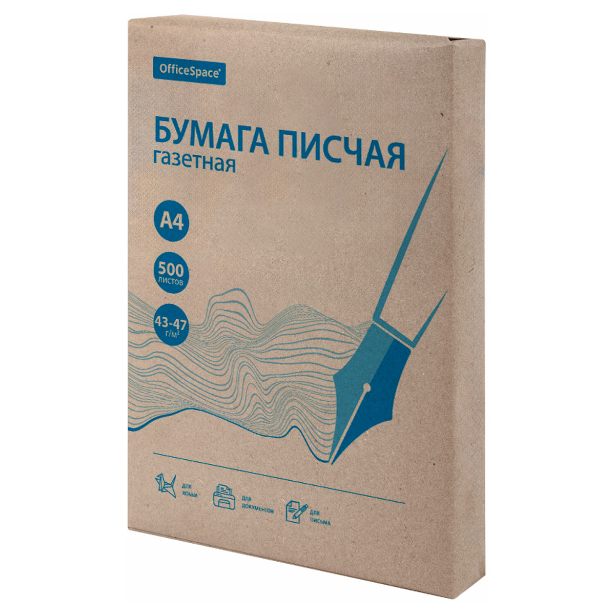 Бумага писчая газетная OfficeSpace, А4, 500л., 43-47/м2, 60% Бумага писчая газетная OfficeSpace, А4, 500л., 43-47/м2, 60%