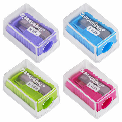Точилка BRAUBERG KIDS "MINI", с контейнером, пластиковая, пастельные