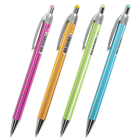 Ручка шариковая автоматическая BRAUBERG "Stripes", СИНЯЯ, корпус