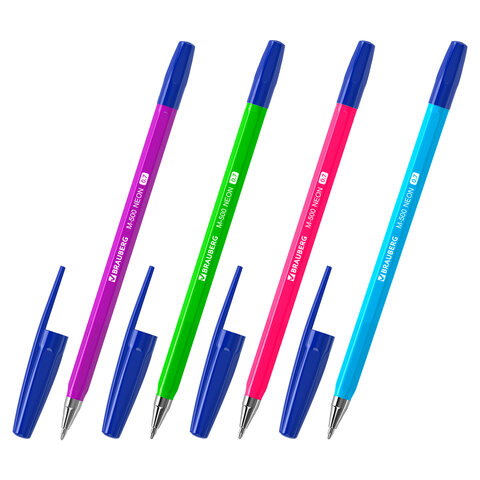 Ручка шариковая BRAUBERG "M-500 NEON", СИНЯЯ, корпус ассорти, узел 0,7 Ручка шариковая BRAUBERG "M-500 NEON", СИНЯЯ, корпус ассорти, узел 0,7
