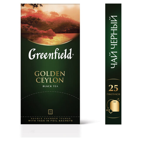 Чай GREENFIELD (Гринфилд) "Golden Ceylon", черный, 25 пакетиков в Чай GREENFIELD (Гринфилд) "Golden Ceylon", черный, 25 пакетиков в