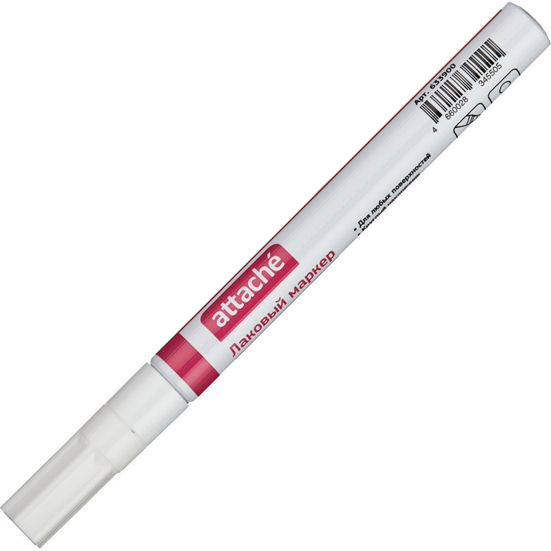Маркер пеинт (лак) Attache 2 мм белый Маркер пеинт (лак) Attache 2 мм белый