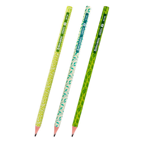 Карандаш чернографитный BRAUBERG "GREEN", 1 шт., HB, пластиковый, Карандаш чернографитный BRAUBERG "GREEN", 1 шт., HB, пластиковый,
