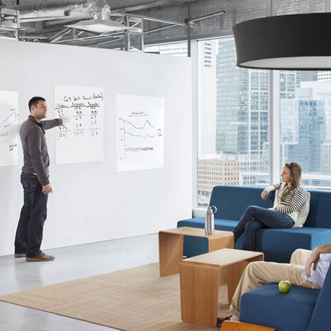 Доска-панель маркерная самоклеящаяся в рулоне, БЕЛАЯ, 60х120 см, маркер и