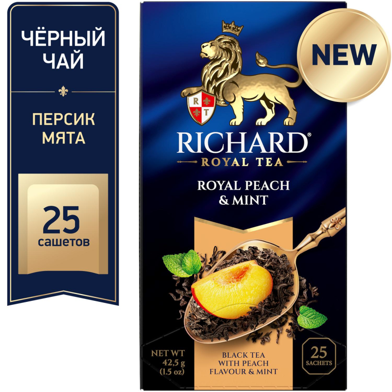 Чай Richard Royal Peach & Mint черный,ароматизированный, 25шт/уп Чай Richard Royal Peach & Mint черный,ароматизированный, 25шт/уп