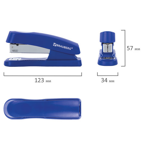 Степлер №24/6, 26/6 BRAUBERG "Standard+", до 30 листов, синий, 228609 Степлер №24/6, 26/6 BRAUBERG "Standard+", до 30 листов, синий, 228609