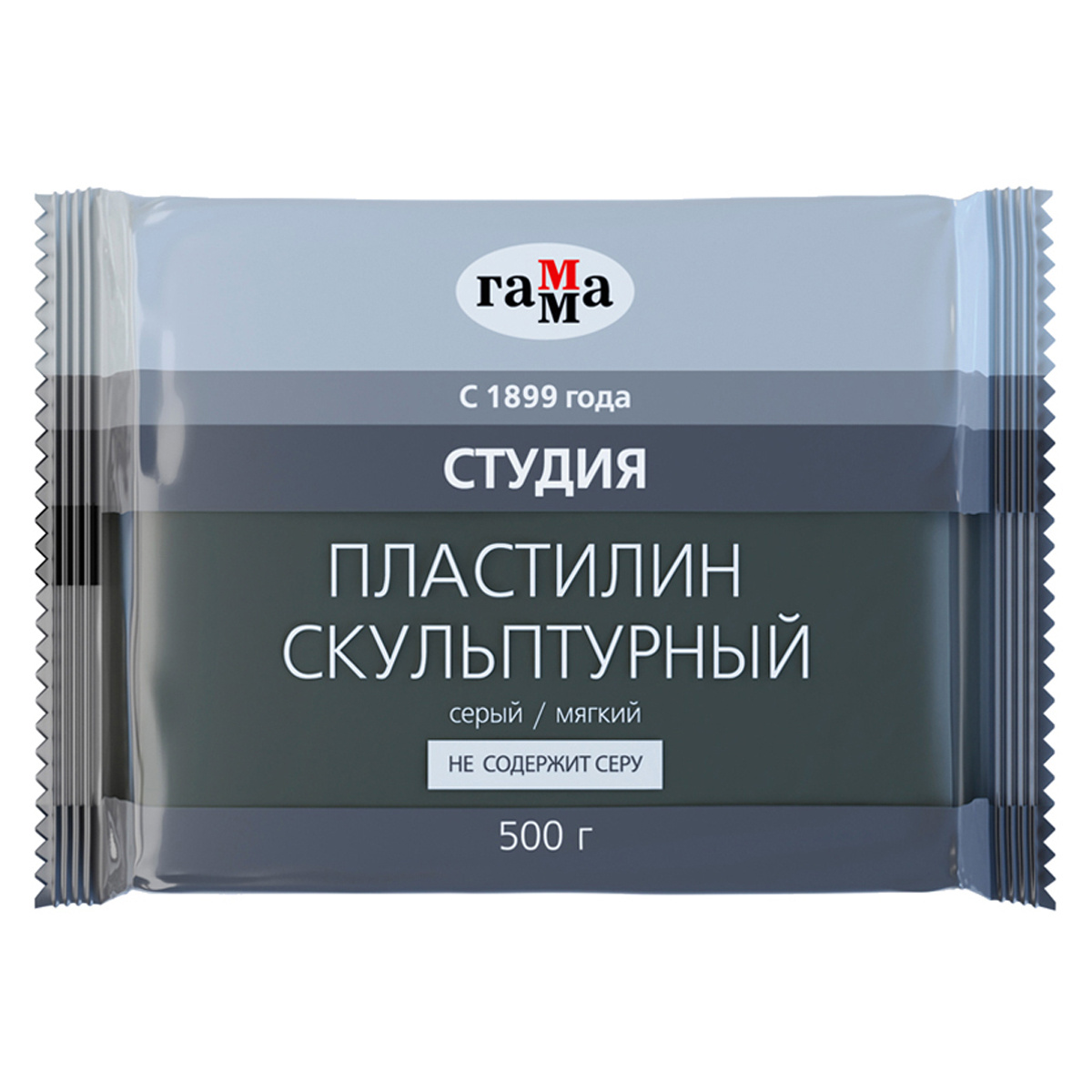 Пластилин скульптурный Гамма "Студия", серый, мягкий, 500г, пакет Пластилин скульптурный Гамма "Студия", серый, мягкий, 500г, пакет