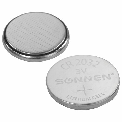 Батарейки литиевые SONNEN Lithium CR2032, "таблетки, дисковые,