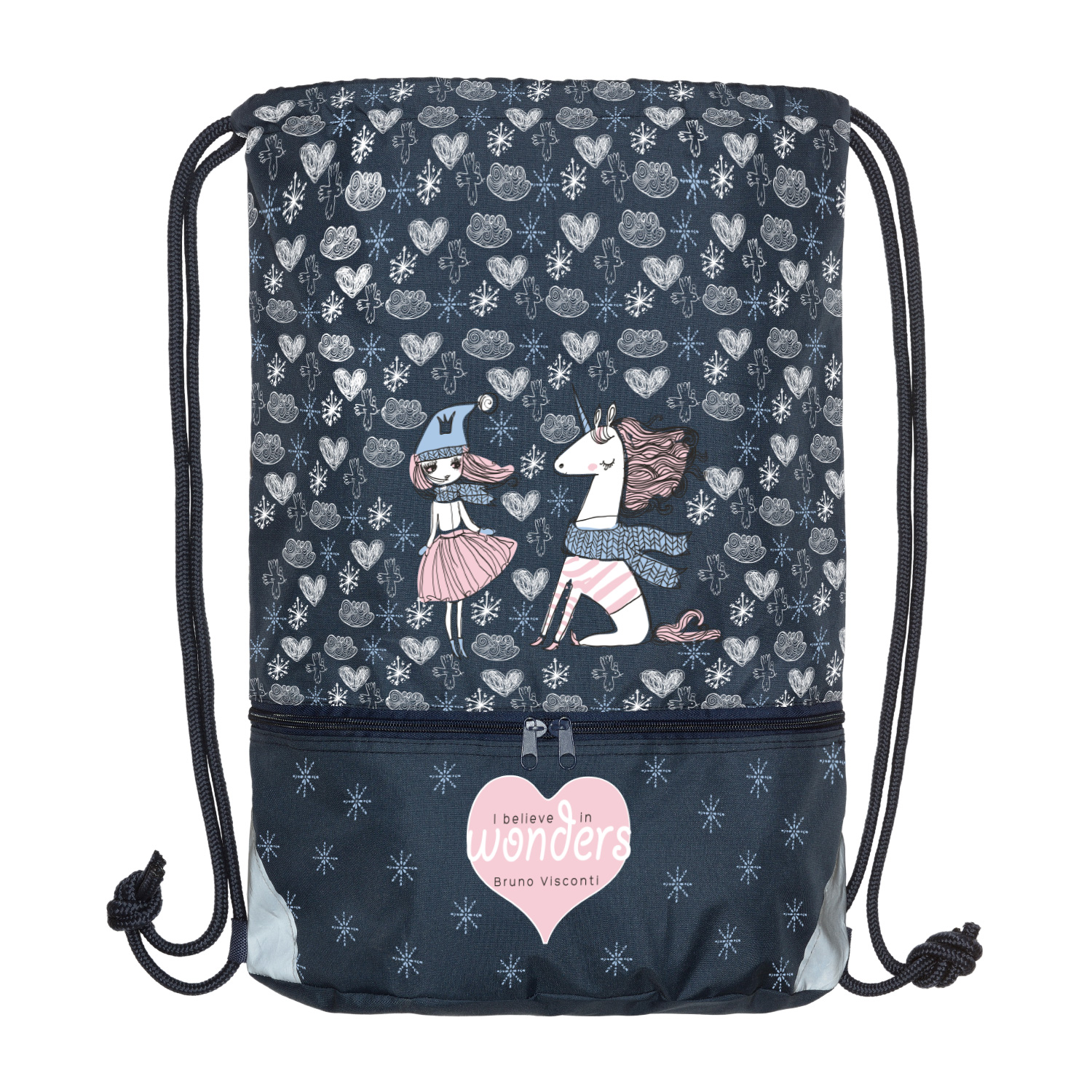 МЕШОК ДЛЯ ОБУВИ ДВУХСЕКЦИОННЫЙ СИНИЙ "ДЕВОЧКА И ЕДИНОРОГ" 37 х 48 см. МЕШОК ДЛЯ ОБУВИ ДВУХСЕКЦИОННЫЙ СИНИЙ "ДЕВОЧКА И ЕДИНОРОГ" 37 х 48 см.