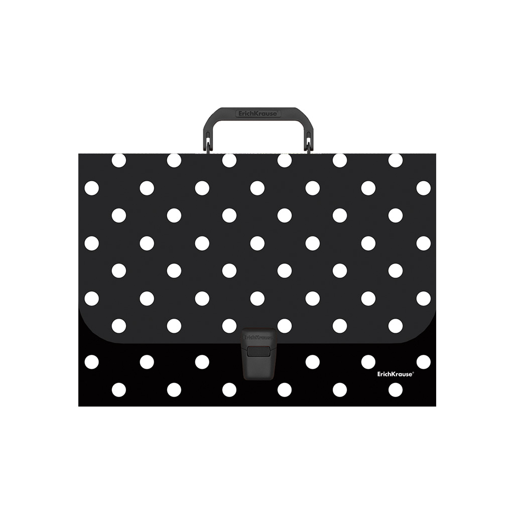 Портфель пластиковый Erich Krause Dots in Black, A4 (в пакете по 1шт.) Портфель пластиковый Erich Krause Dots in Black, A4 (в пакете по 1шт.)
