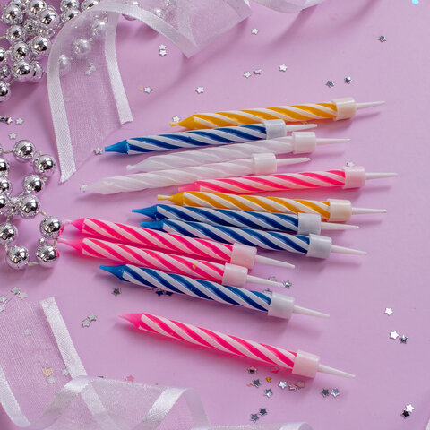 Набор свечей для торта 12 шт., 6 см, с держателями, ЗОЛОТАЯ СКАЗКА, в блистере, Набор свечей для торта 12 шт., 6 см, с держателями, ЗОЛОТАЯ СКАЗКА, в блистере,