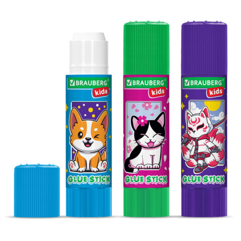 Клей-карандаш "Anime" 9 г, ВЫГОДНАЯ УПАКОВКА, BRAUBERG KIDS, 3 штуки Клей-карандаш "Anime" 9 г, ВЫГОДНАЯ УПАКОВКА, BRAUBERG KIDS, 3 штуки
