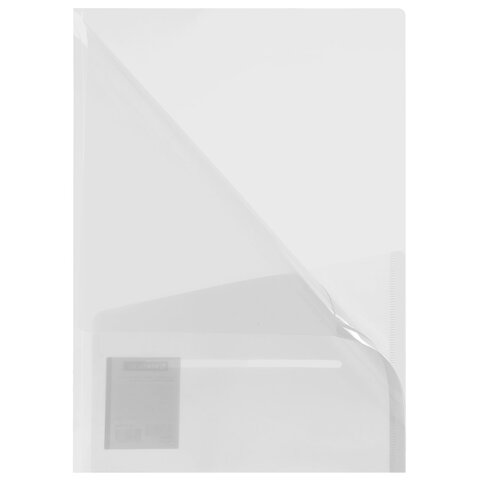 Папка-уголок 2 кармана, А4, BRAUBERG "SPECIAL", прозрачная, 0,18 мм,