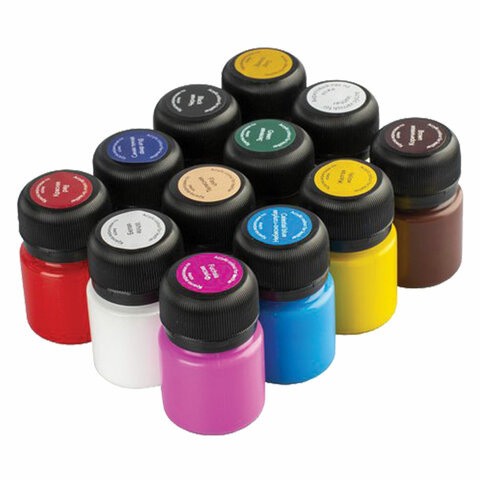 Краски акриловые по коже "Декола", 11 цветов + акриловый лак по 20 мл, Краски акриловые по коже "Декола", 11 цветов + акриловый лак по 20 мл,